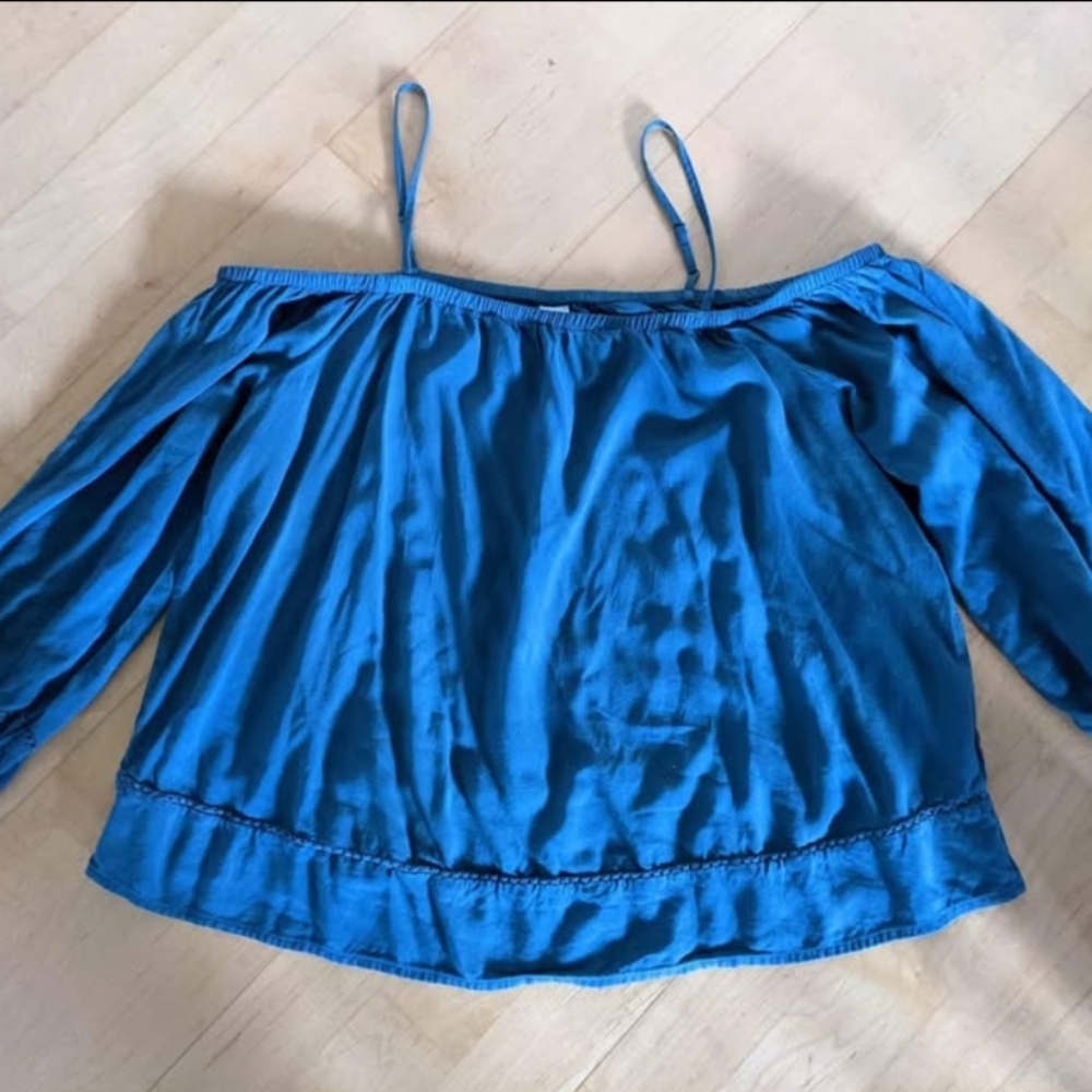 Old Navy Teal Off-Shoulder Blouse